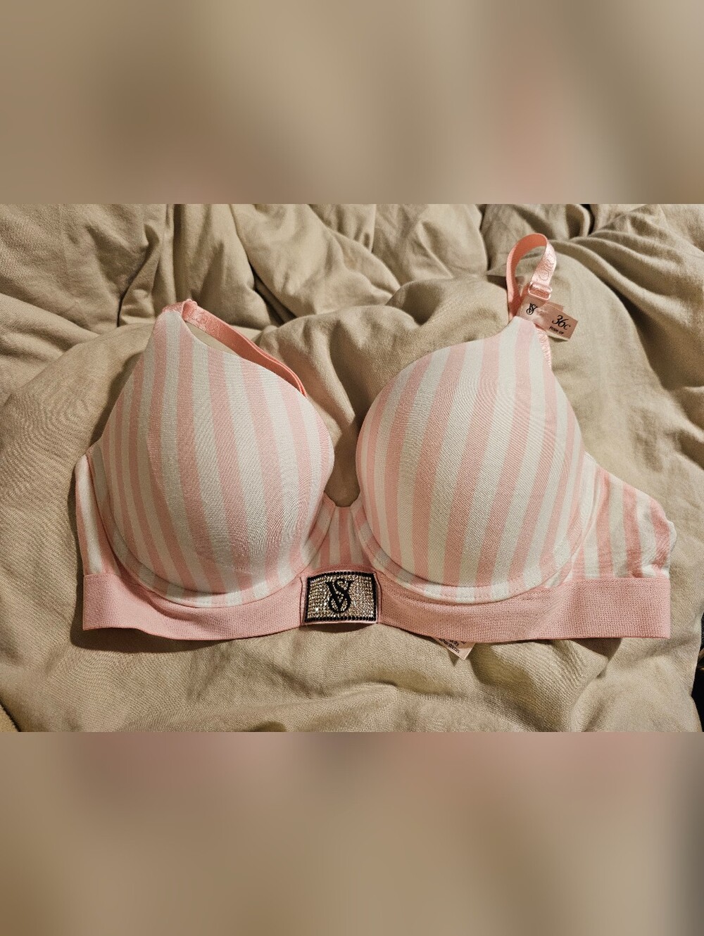 Victoria's Secret Pink & White Striped Molded T-Shirt Bra